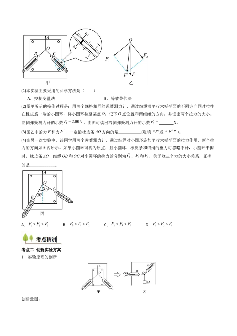 考点10探究两个互成角度的力的合成规律（核心考点精讲精练）（原卷版）_4.2025物理总复习_2025年新高考资料_一轮复习_备战2025年高考物理一轮复习考点帮（新高考通用）