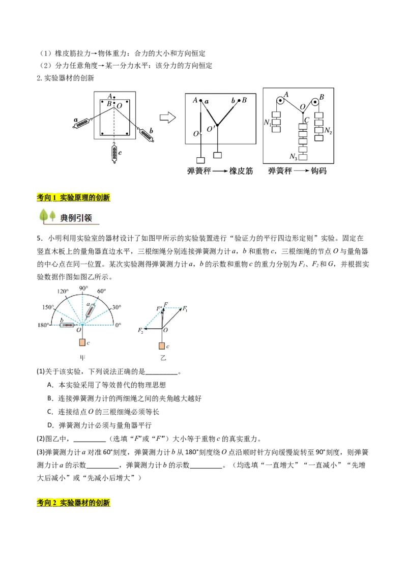 考点10探究两个互成角度的力的合成规律（核心考点精讲精练）（原卷版）_4.2025物理总复习_2025年新高考资料_一轮复习_备战2025年高考物理一轮复习考点帮（新高考通用）