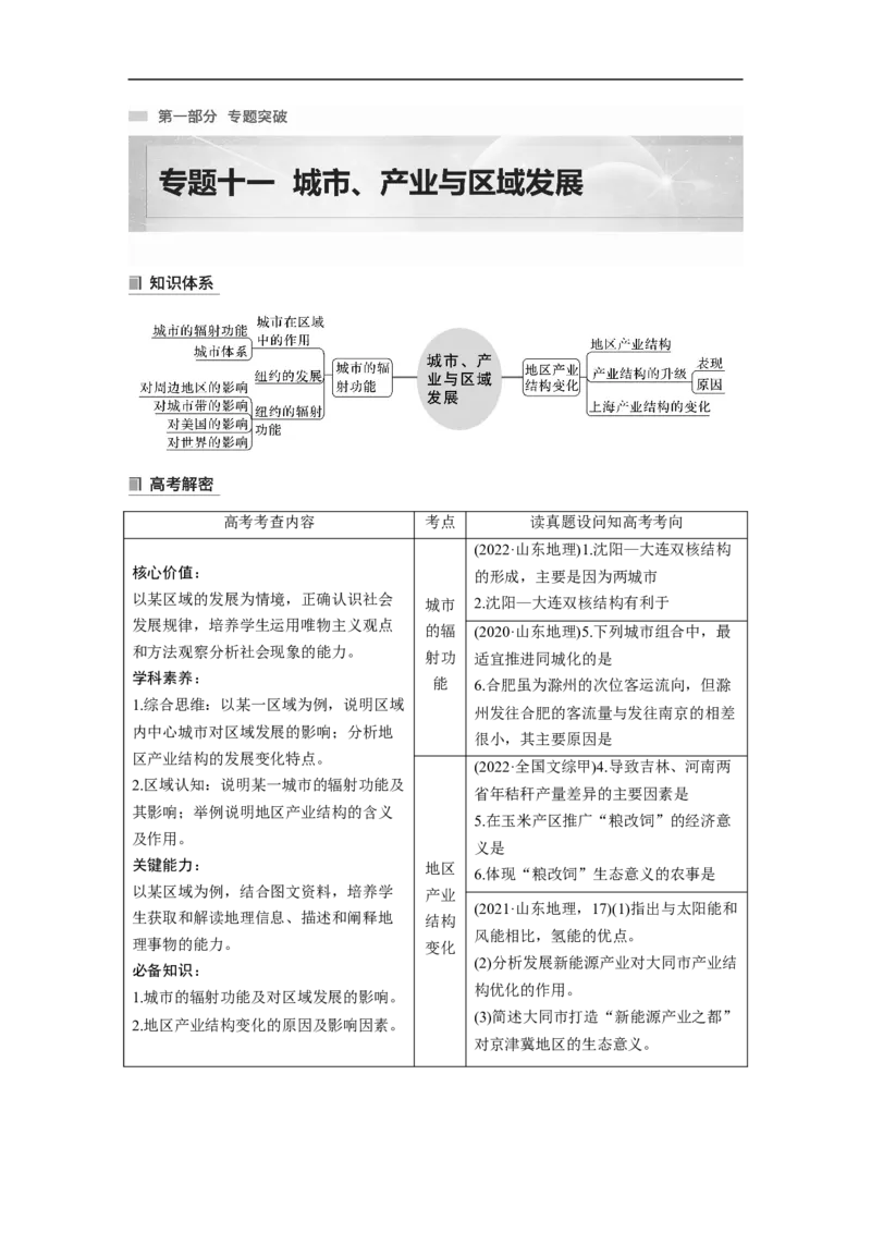 2023年高考地理二轮复习（新高考版）第1部分专题突破专题11考点1　城市的辐射功能_9.2025地理总复习_2023年新高考复习资料_二轮复习_2023年高考地理二轮复习讲义+课件（新高考版）