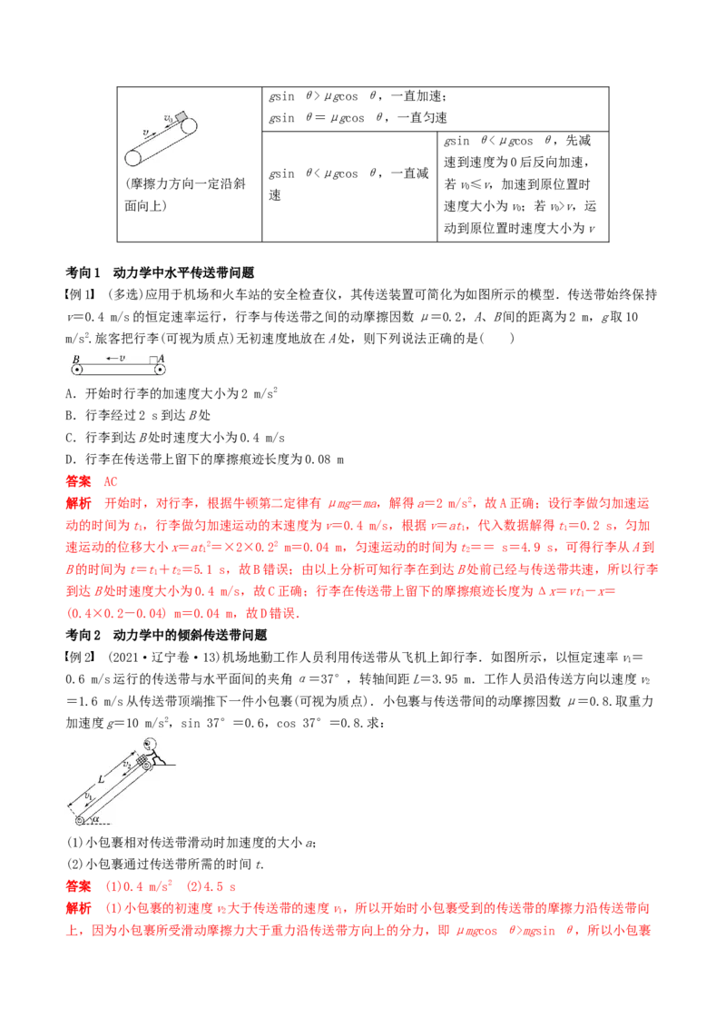 训练五传送带模型和&ldquo;滑块&mdash;木板&rdquo;模型-备战2024年高考物理一轮复习专题复习与训练(解析版）_4.2025物理总复习_2024年新高考资料_3.2024专项复习
