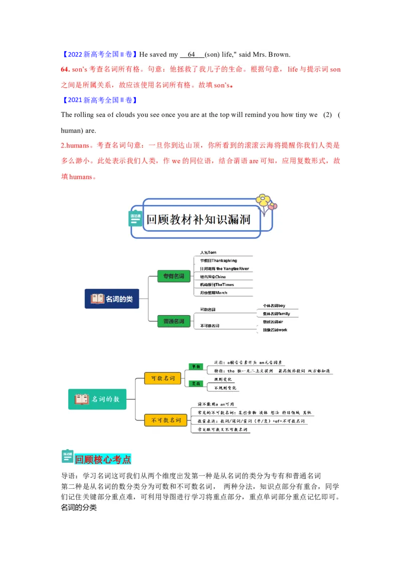 专题01名词的数与词形转化（解析版)查漏补缺_3.2025英语总复习_2024年新高考资料_5.2024三轮冲刺_2024年高考英语复习冲刺过关（全国通用）