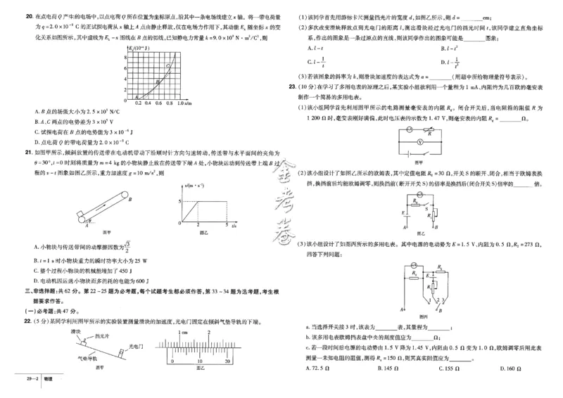 金考卷优秀模拟试卷汇编45套全国卷物理_4.2025物理总复习_物理高考模拟题_老高考_2023年_物理全国卷2023金考卷