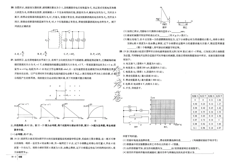 金考卷优秀模拟试卷汇编45套全国卷物理_4.2025物理总复习_物理高考模拟题_老高考_2023年_物理全国卷2023金考卷
