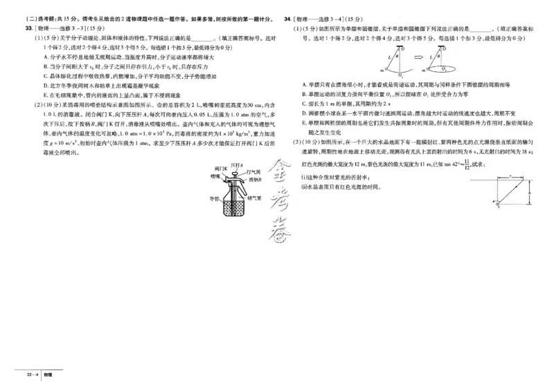 金考卷优秀模拟试卷汇编45套全国卷物理_4.2025物理总复习_物理高考模拟题_老高考_2023年_物理全国卷2023金考卷