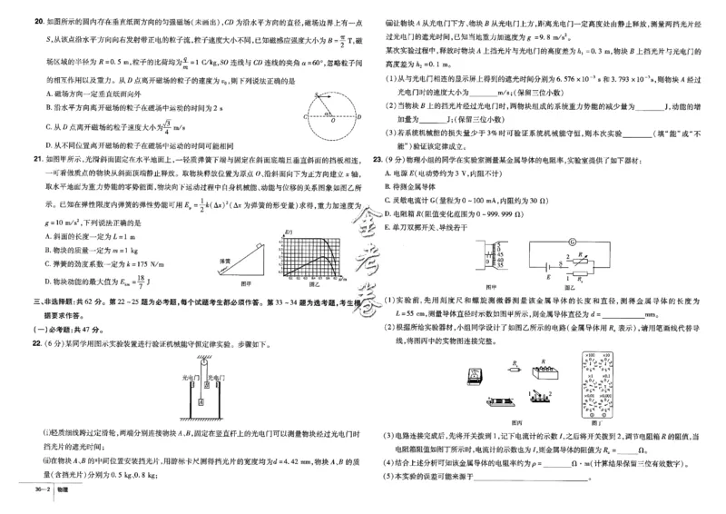 金考卷优秀模拟试卷汇编45套全国卷物理_4.2025物理总复习_物理高考模拟题_老高考_2023年_物理全国卷2023金考卷