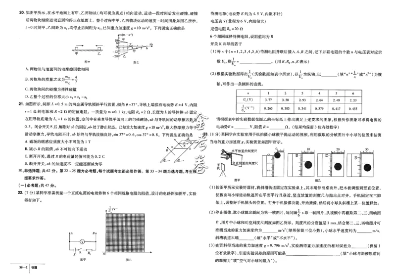 金考卷优秀模拟试卷汇编45套全国卷物理_4.2025物理总复习_物理高考模拟题_老高考_2023年_物理全国卷2023金考卷