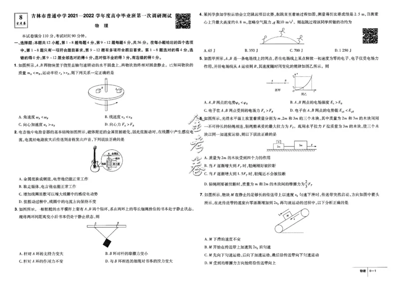 金考卷优秀模拟试卷汇编45套全国卷物理_4.2025物理总复习_物理高考模拟题_老高考_2023年_物理全国卷2023金考卷