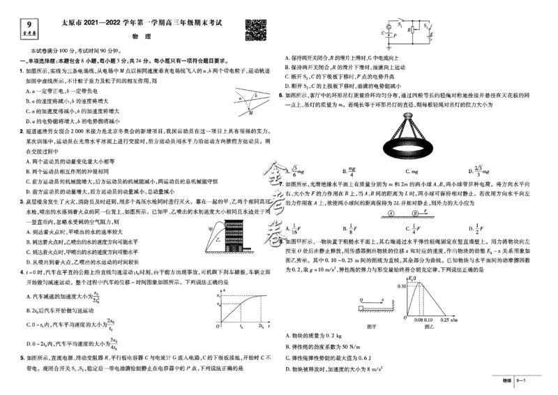 金考卷优秀模拟试卷汇编45套全国卷物理_4.2025物理总复习_物理高考模拟题_老高考_2023年_物理全国卷2023金考卷
