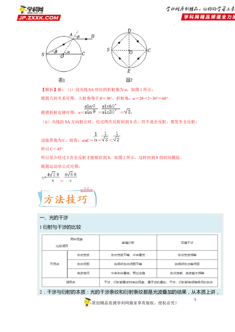 考向17光-备战2023年高考物理一轮复习考点微专题（全国通用）（原卷版）_4.2025物理总复习_赠品通用版（老高考）复习资料_一轮复习