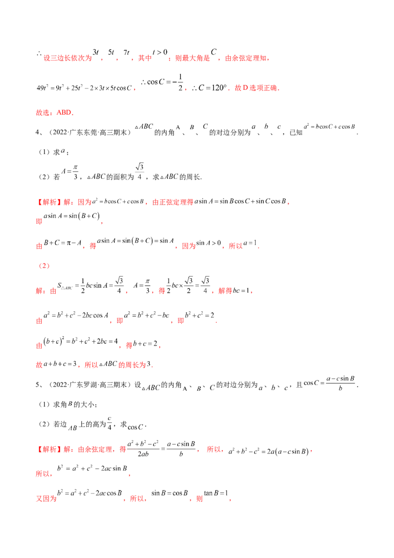 专题03正余弦定理及其应用（解析版）_2.2025数学总复习_2023年新高考资料_二轮复习_2023年高考数学二轮专题训练（新高考地区专用）