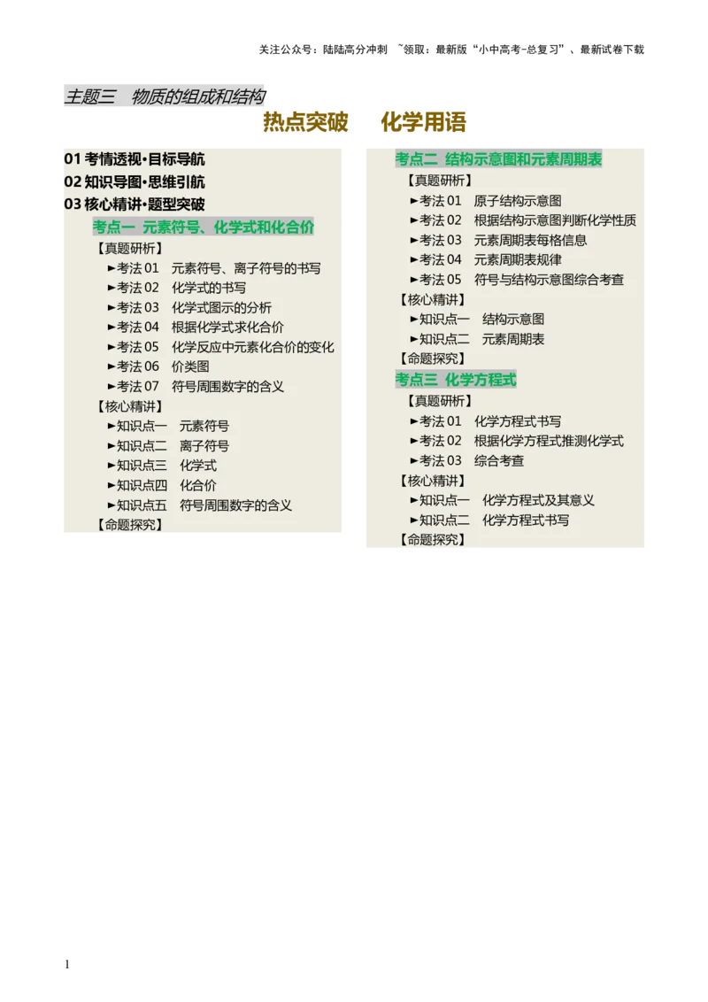 热点突破化学用语（讲练）（解析版）_02中考总复习（2026版更新中）_05-化学-中考总复习_2025年中考复习资料_2025中考二轮课件ppt+讲义+练习化学_讲义+练习