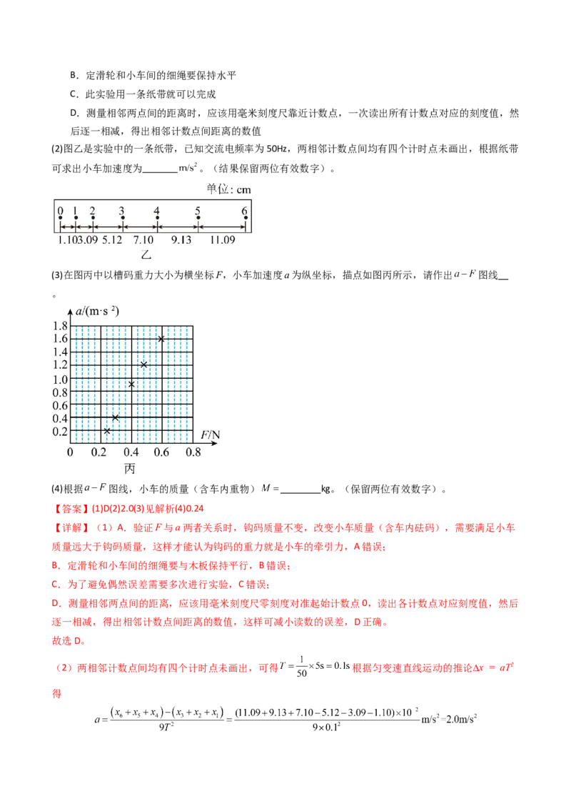 考点13探究加速度与物体受力、物体质量的关系（核心考点精讲精练）（解析版）_4.2025物理总复习_2025年新高考资料_一轮复习_备战2025年高考物理一轮复习考点帮（新高考通用）