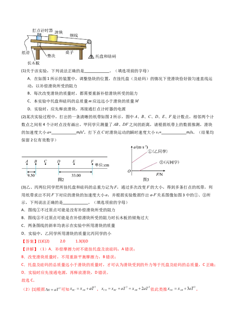 考点13探究加速度与物体受力、物体质量的关系（核心考点精讲精练）（解析版）_4.2025物理总复习_2025年新高考资料_一轮复习_备战2025年高考物理一轮复习考点帮（新高考通用）