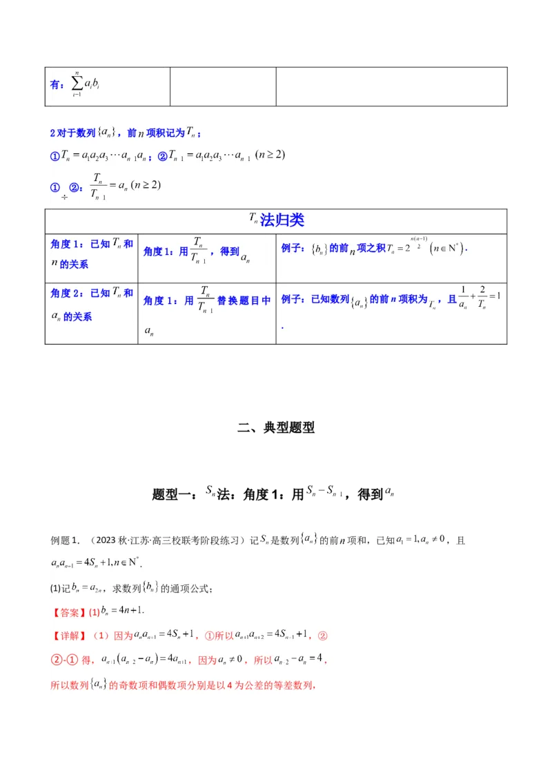 专题01数列求通项（数列前n项和Sn法、数列前n项积Tn法）(典型题型归类训练)（解析版）_2.2025数学总复习_2024年新高考资料_3.2024专项复习_数列