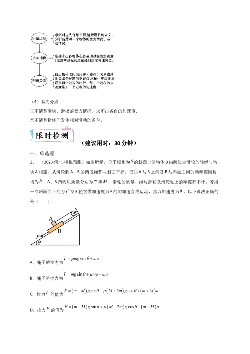 题型专练一　连接体问题、板块模型、传送带模型（解析版）&mdash;2023年高考物理热点&middot;重点&middot;难点专练（全国通用）_4.2025物理总复习_赠品通用版（老高考）复习资料_专项复习