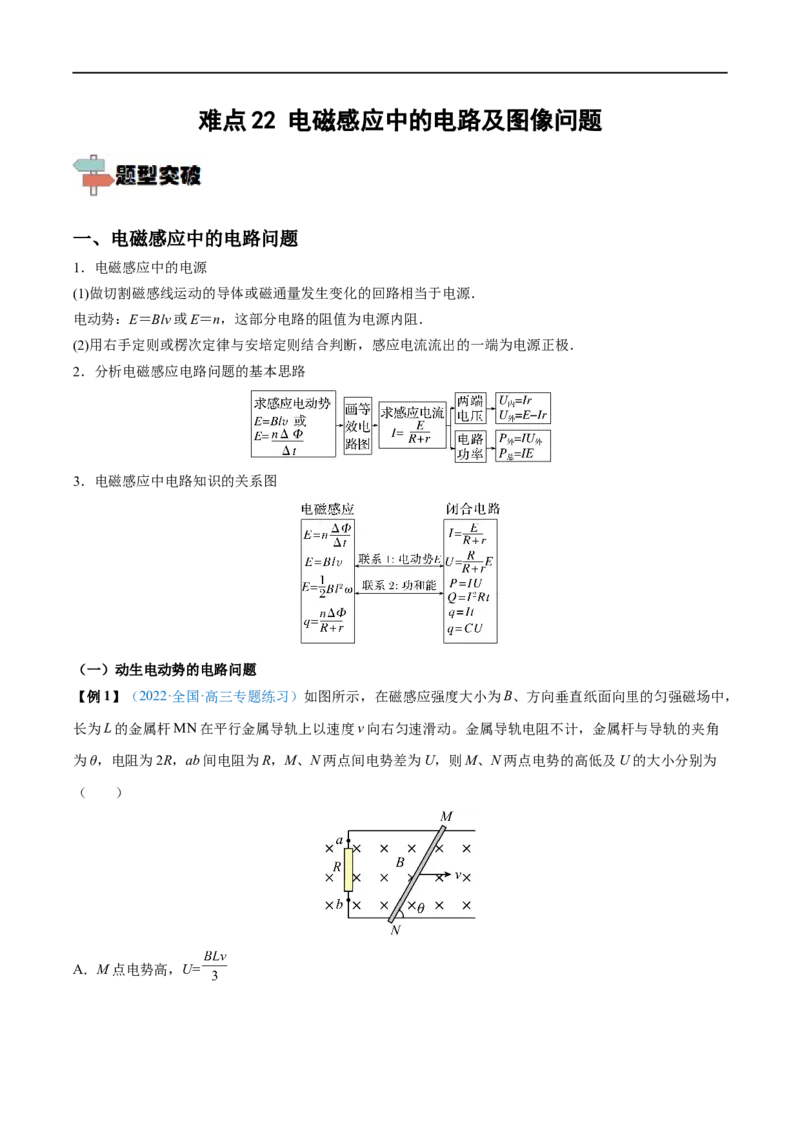 难点22电磁感应中的电路及图像问题&mdash;&mdash;全攻略备战2023年高考物理一轮重难点复习（解析版）_4.2025物理总复习_2023年新高复习资料_一轮复习