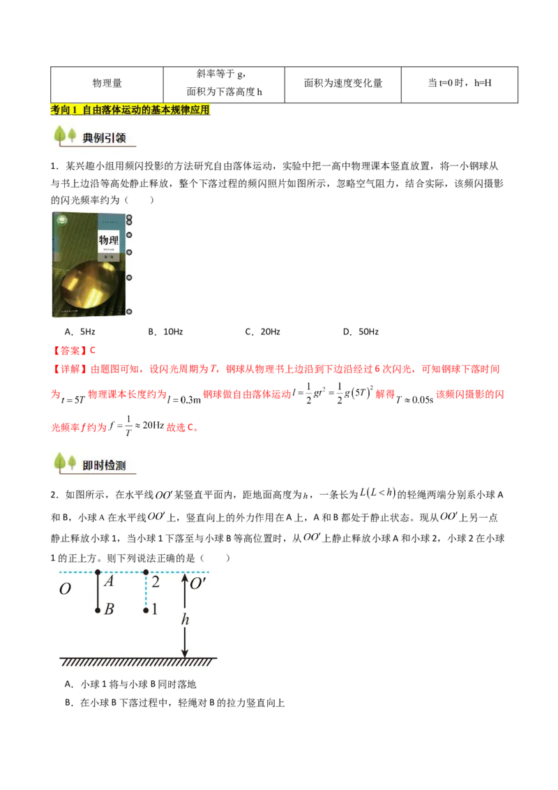 考点03自由落体运动和竖直上抛运动&nbsp;（核心考点精讲精练）（解析版）_4.2025物理总复习_2025年新高考资料_一轮复习_备战2025年高考物理一轮复习考点帮（新高考通用）
