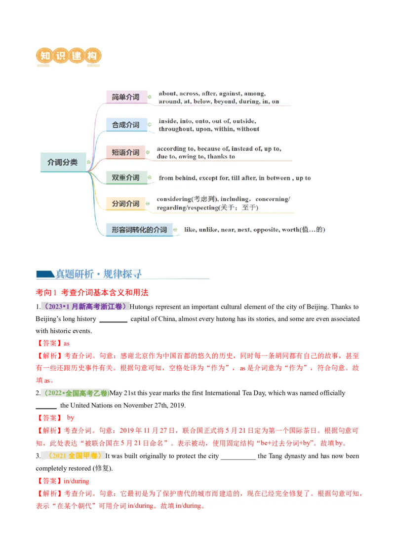 专题03动词、介词（讲义）（解析版）_3.2025英语总复习_2024年新高考资料_2.2024二轮复习_2024年高考英语二轮复习讲练测（新教材新高考）_第一部分语法知识