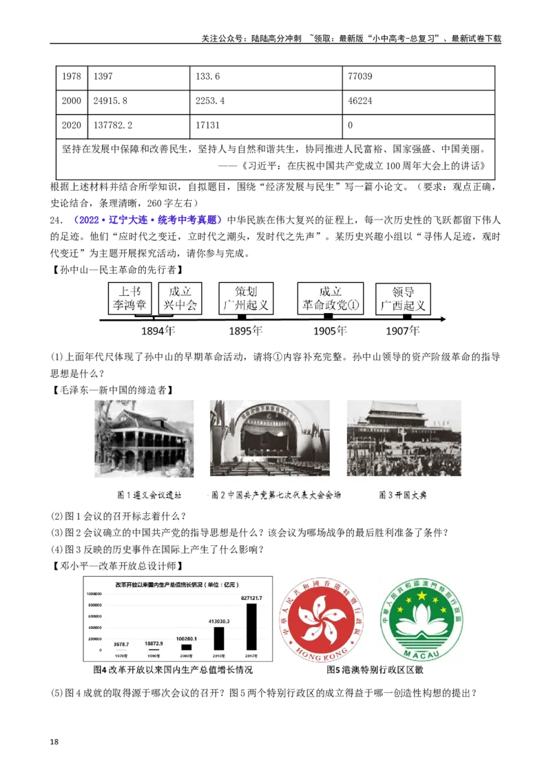 第11课为实现中国梦而努力奋斗（原卷版）_02中考总复习（2026版更新中）_06-历史-中考总复习_2024年中考复习资料_专项复习资料_完三年（2021-2023）中考历史真题分项汇编（全国通用）