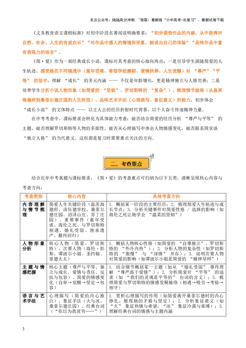 第12讲《简&middot;爱》整本书阅读(讲义）-上好课2026年中考语文一轮复习名著阅读(全国通用)_02中考总复习（2026版更新中）_01-语文-中考总复习_2026年中考复习（更新中）