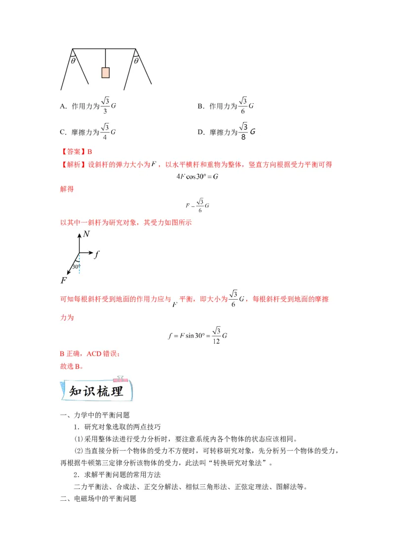 重难点01力与物体的平衡&mdash;2023年高考物理热点&middot;重点&middot;难点专练（全国通用）（解析版）_4.2025物理总复习_赠品通用版（老高考）复习资料_专项复习