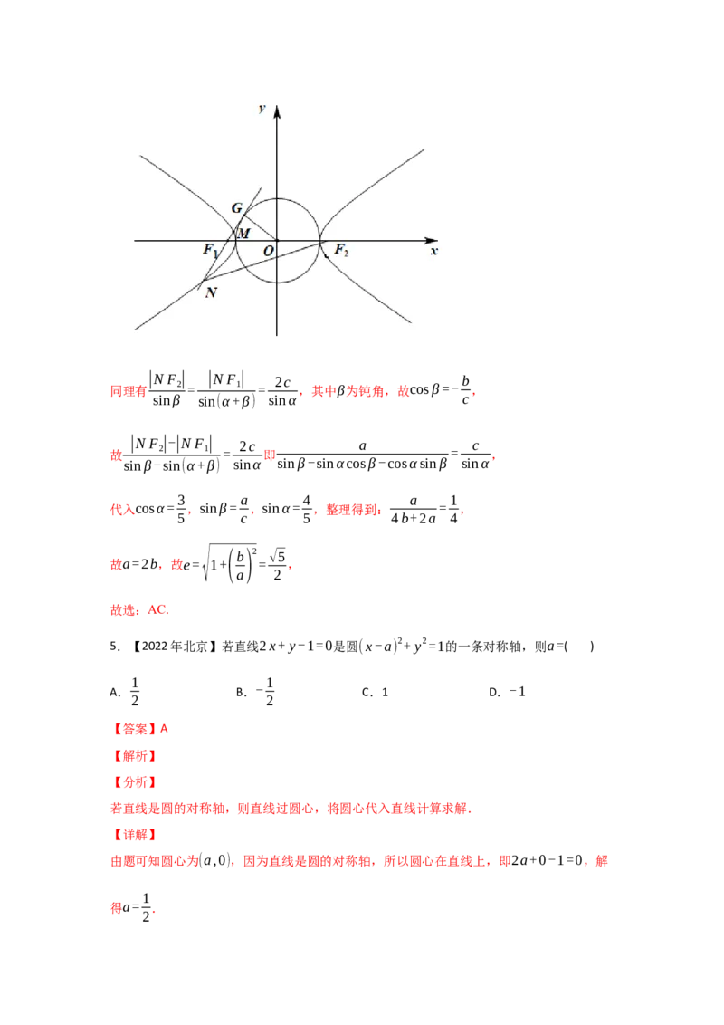 专题05平面解析几何-2022年高考真题和模拟题数学分专题训练(教师版含解析)_2.2025数学总复习_2024年新高考资料_3.2024专项复习_赠2022年高考数学真题与模拟题分专题训练