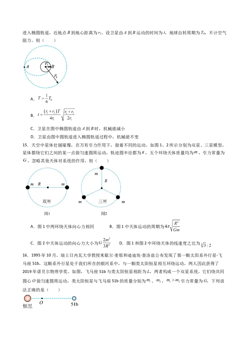 考点21卫星变轨问题多星模型&nbsp;（核心考点精讲精练）（原卷版）_4.2025物理总复习_2025年新高考资料_一轮复习_备战2025年高考物理一轮复习考点帮（新高考通用）