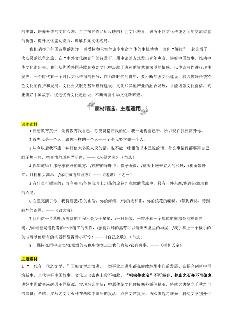 专题04+自我觉醒与价值体现（撰写短评和学写申论）-2025年高考语文百日冲刺之教材主题作文预测_1.2025语文总复习_2025年新高考资料_一轮复习_选择性必修中册