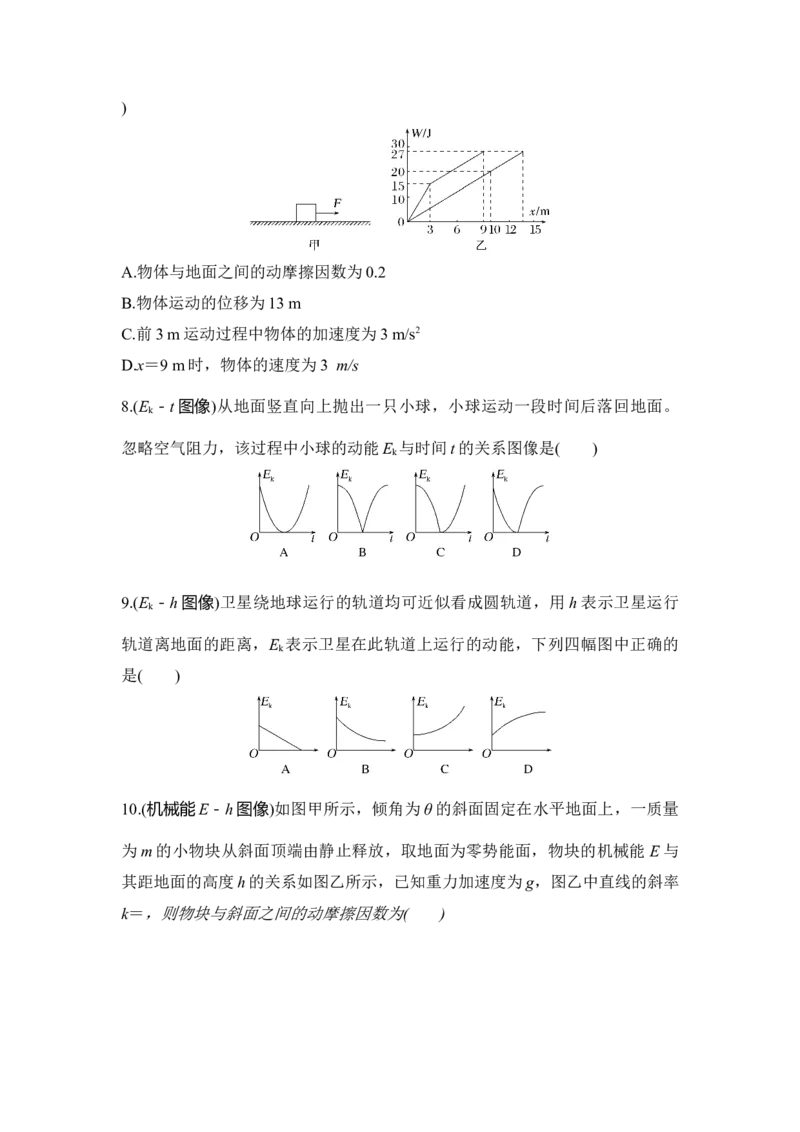 选择题考点专项33　与机械能有关的图像问题（后附解析）_4.2025物理总复习_2025年新高考资料_一轮复习_2025年高考物理一轮复习选择题考点专项训练(附解析）