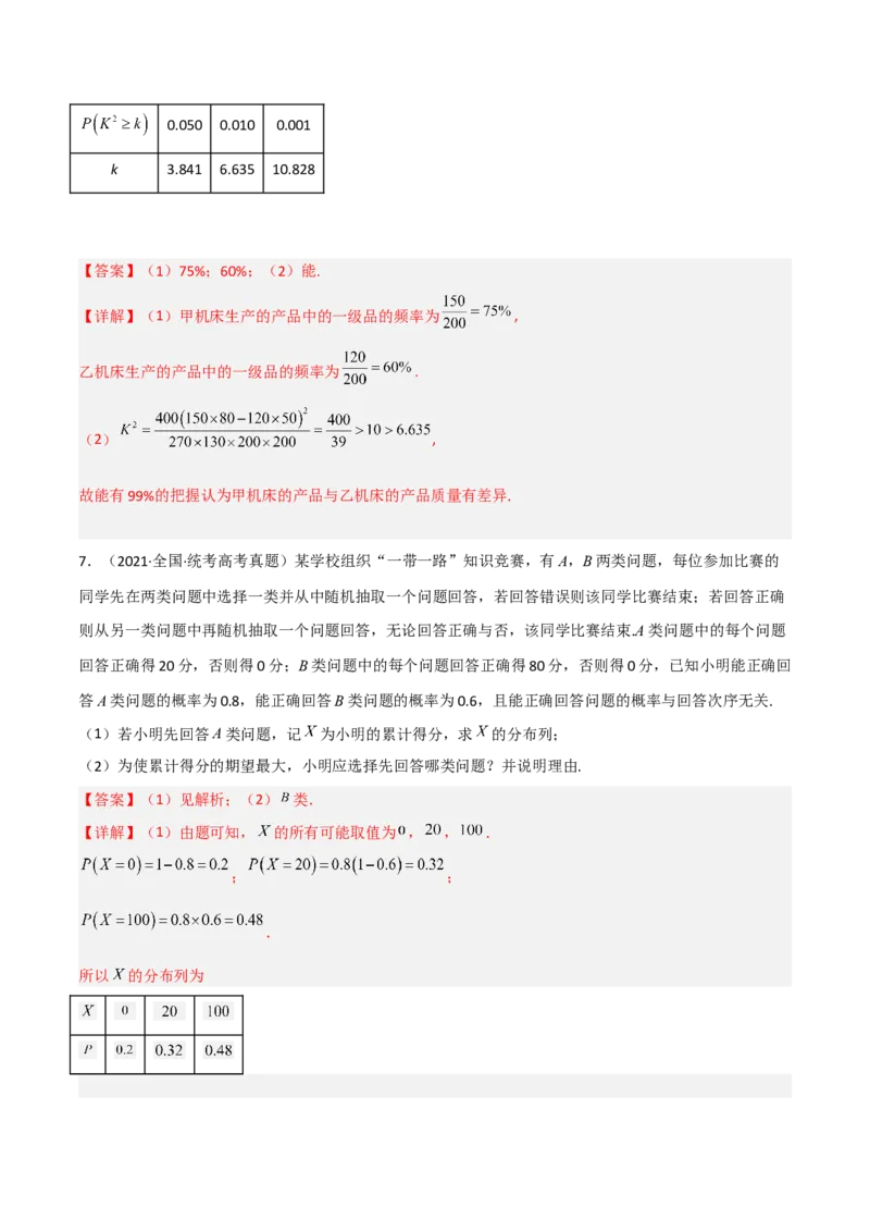 专题03统计概率-大题精做冲刺2023年高考数学大题突破+限时集训（新高考专用）（解析版）_2.2025数学总复习_2023年新高考资料_专项复习_冲刺2023年高考数学大题突破（新高考专用）