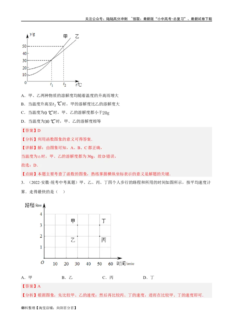 第09讲函数与平面直角坐标系（练习）（解析版）_02中考总复习（2026版更新中）_02-数学-中考总复习_2024年中考复习资料_一轮复习资料_配套练习（原卷版+解析版）_教师版（含答案解析）