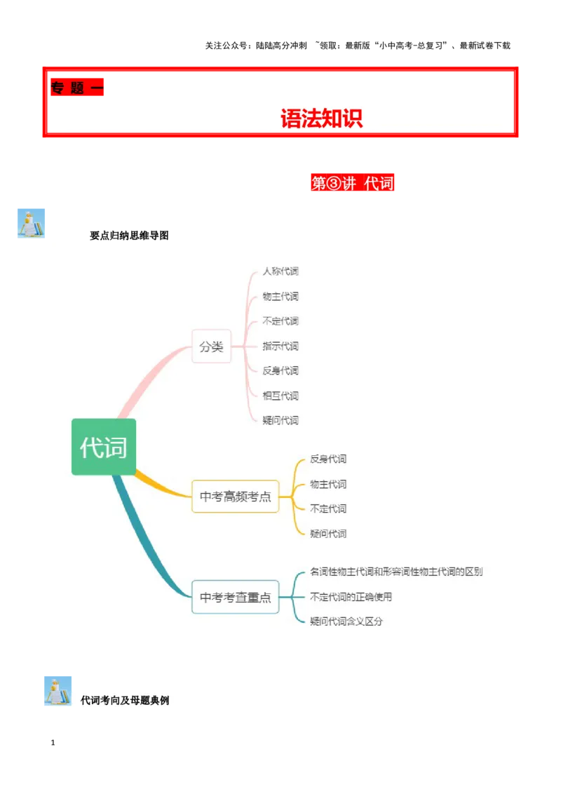 第03讲代词（人称代词、物主代词、it,one,that辨析、反身代词、不定代词）（解析版）_02中考总复习（2026版更新中）_03-英语-中考总复习_2024年中考复习资料_专项复习资料_答案解析版