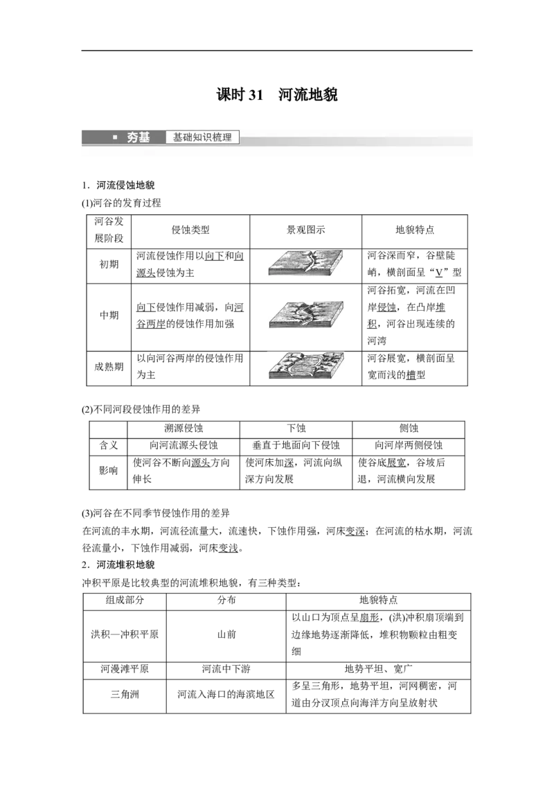 2023年高考地理一轮复习（全国版）必修1第5章第2讲课时31　河流地貌_9.2025地理总复习_赠品通用版（老高考）复习资料_一轮复习_2023年高考地理一轮复习讲义+课件（全国版）