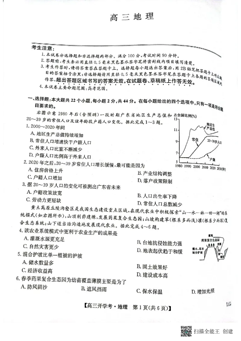 2022&mdash;2023杞县高中高三开学联考地理试卷_9.2025地理总复习_地理高考模拟题_老高考_2023年_2022九师联盟高三开学联考（老高考）地理