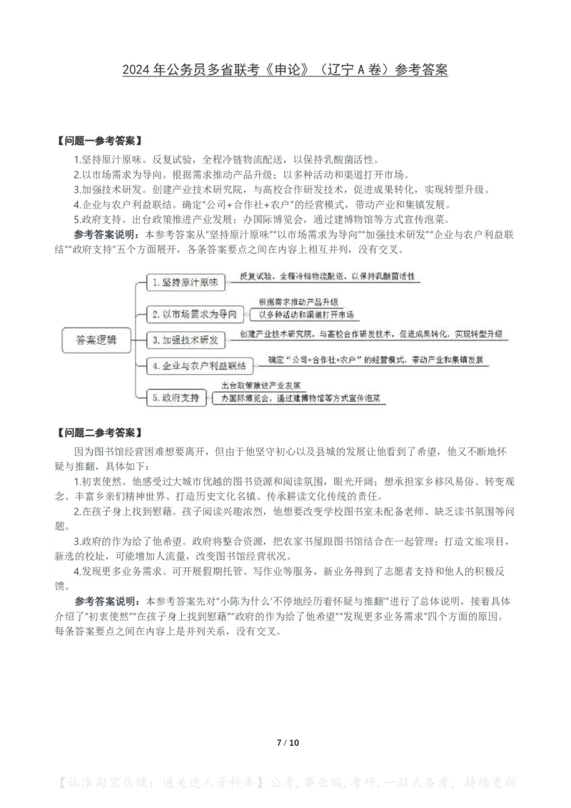 2024年公务员多省联考《申论》（辽宁A卷）题及参考答案_34省+国考真题_34省考+国考pdf版推荐用这个版本_34省行测+申论真题pdf推荐用这个版本_辽宁公务员考试真题pdf版