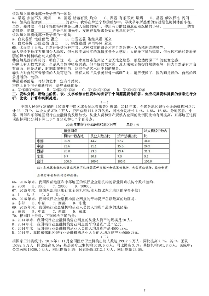 2017年422公务员联考《行测》真题（陕西卷）_34省+国考真题_此文件夹为word版,不推荐使用_此word版为,不推荐使用_此word版为,不推荐使用_题目