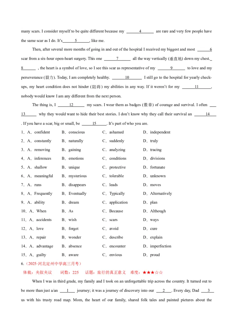 专题02完形填空之夹叙夹议文（练习）（原卷版）_3.2025英语总复习_2025年新高考资料_二轮复习_2025年高考英语二轮复习课件ppt+讲义+练习_5.完形填空