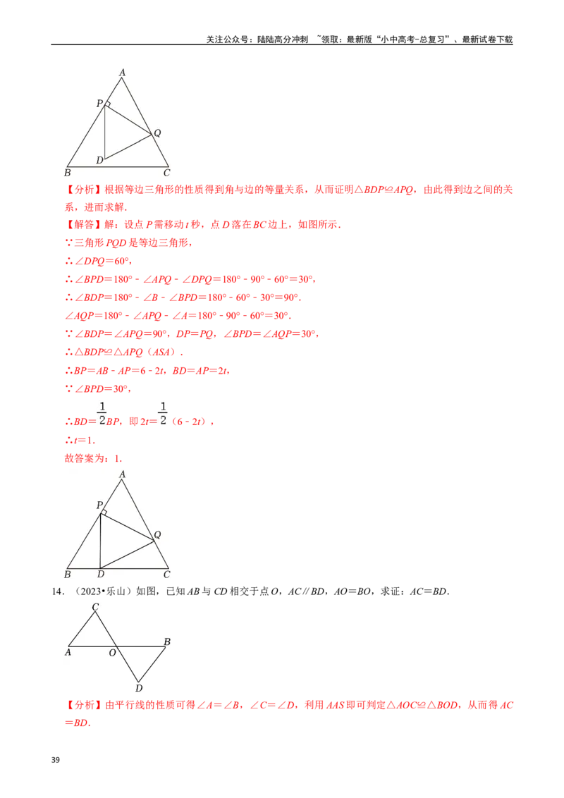 热点06全等三角形与特殊三角形（11大题型+满分技巧+限时分层检测）（解析版）_02中考总复习（2026版更新中）_02-数学-中考总复习_2024年中考复习资料_二轮复习资料_热点