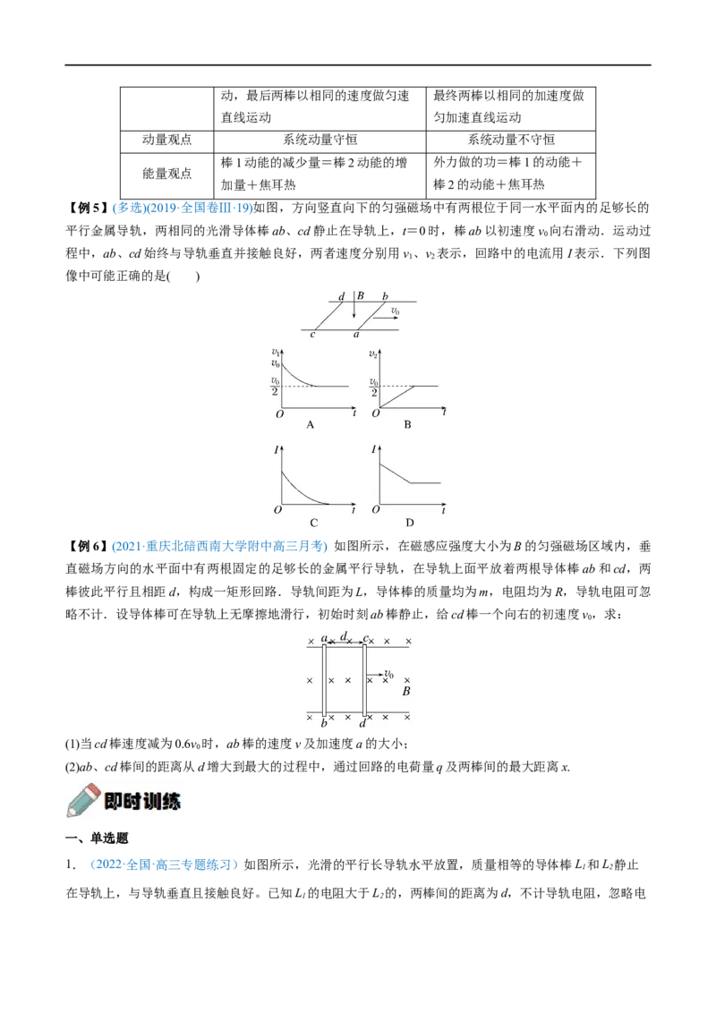 难点24动量观点在电磁感应中的应用&mdash;&mdash;全攻略备战2023年高考物理一轮重难点复习（原卷版）_4.2025物理总复习_2023年新高复习资料_一轮复习