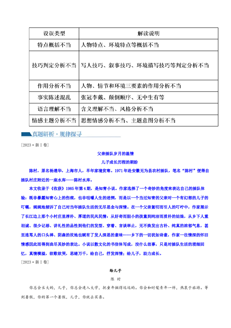 专题05+小说内容理解和分析客观题（讲义）-2024年高考语文二轮复习讲练测（新教材新高考）(1)_1.2025语文总复习_2024年新高考资料_2.2024二轮复习