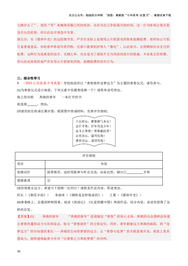 第11讲《儒林外史》整本书阅读(练习）（解析版）_02中考总复习（2026版更新中）_01-语文-中考总复习_2026年中考复习（更新中）_2026年中考语文一轮复习名著阅读