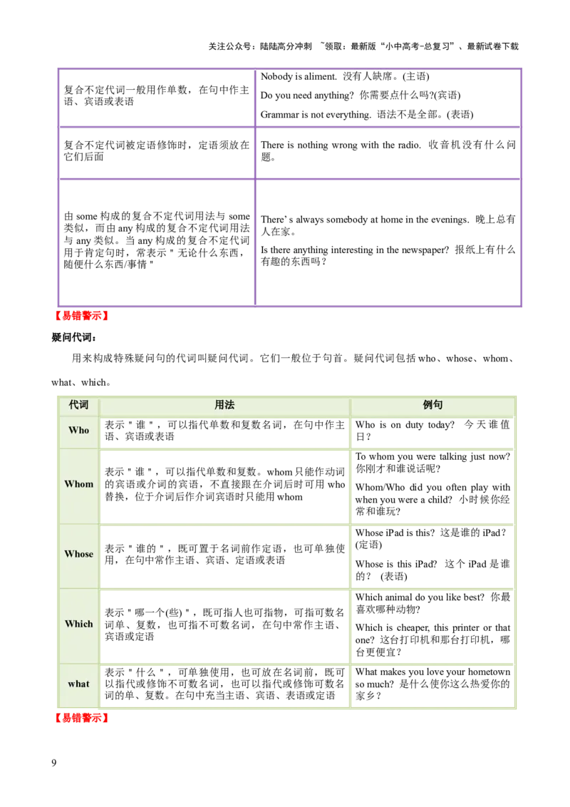 第15讲代词（讲义）-2024年中考英语一轮复习讲练测（全国通用）（解析版）_02中考总复习（2026版更新中）_03-英语-中考总复习_2024年中考复习资料_一轮复习_配套讲义（原卷版+解析版）