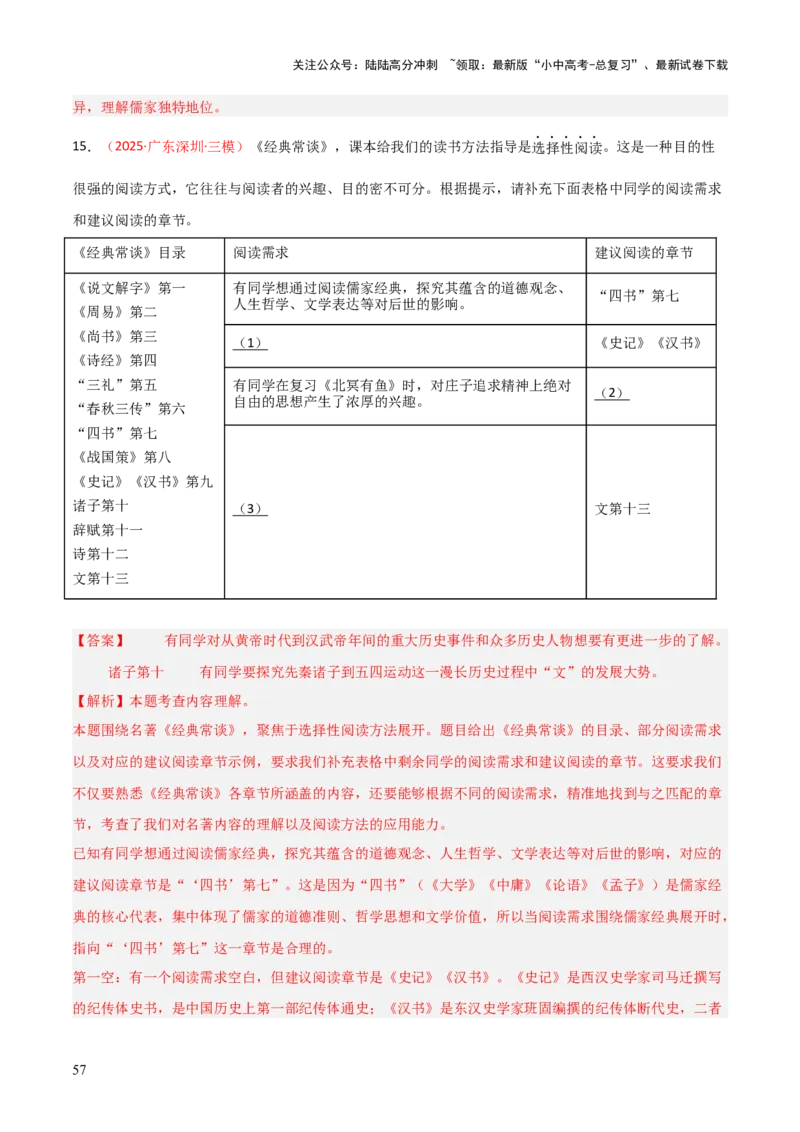 第07讲《经典常谈》整本书阅读(练习）（解析版）_02中考总复习（2026版更新中）_01-语文-中考总复习_2026年中考复习（更新中）_2026年中考语文一轮复习名著阅读