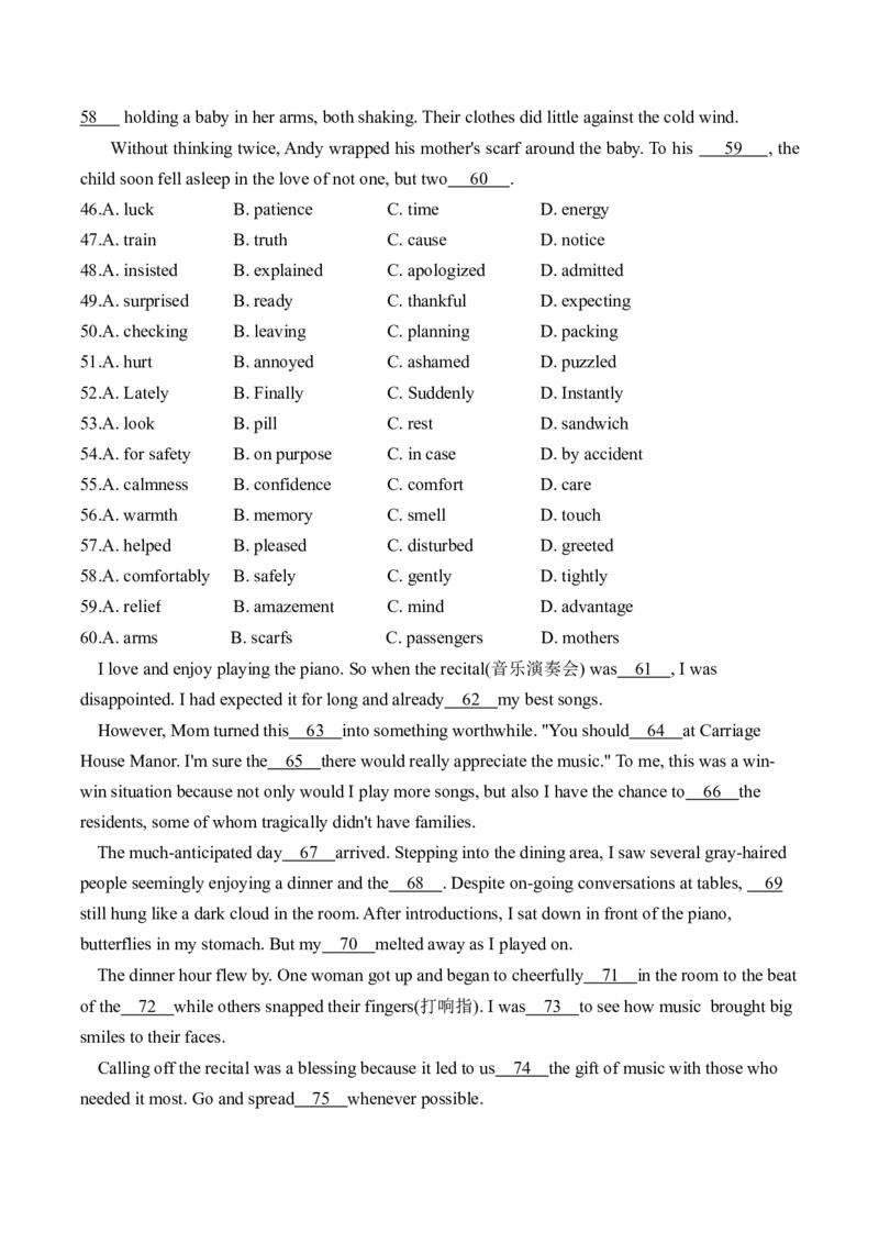 2025高考英语二轮复习易混易错专项复习（3）完形填空导学案（含解析）_3.2025英语总复习_2025年新高考资料_二轮复习_2025高考英语二轮复习易混易错专项复习导学案(含解析)