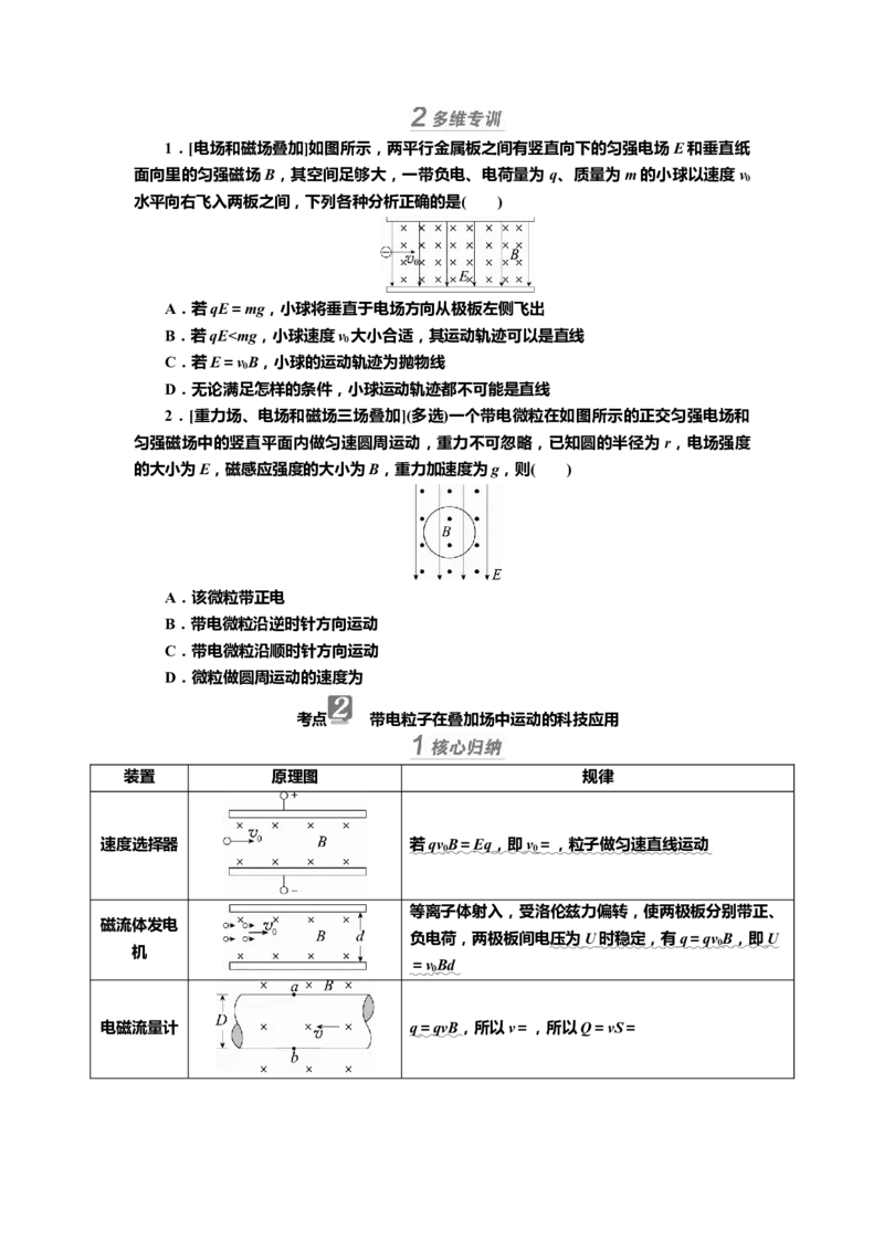 讲义第九章专题十　带电粒子在叠加场中的运动（含解析）_4.2025物理总复习_2025年新高考资料_专项复习_2025届高考物理知识梳理课件ppt+讲义（完结）