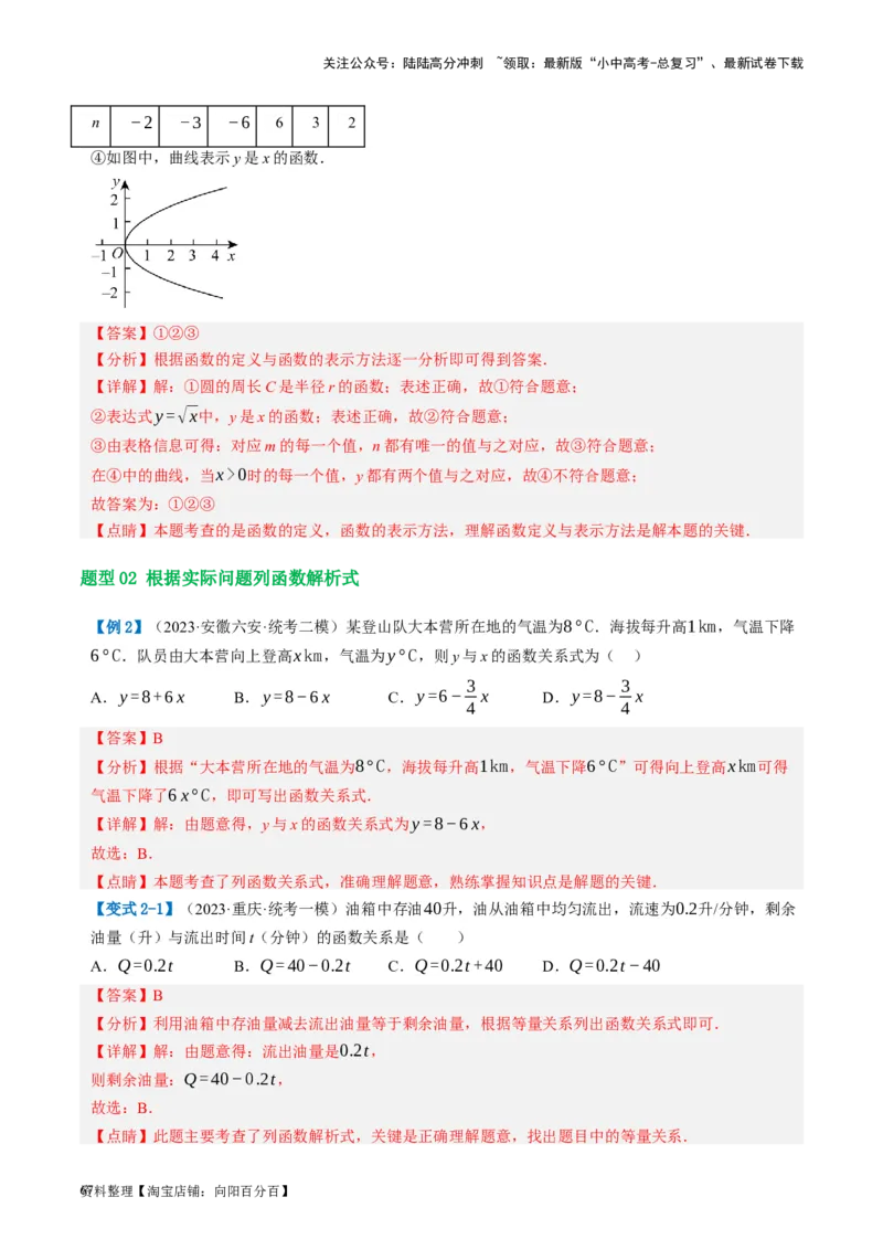 第09讲函数与平面直角坐标系（讲义）（解析版）_02中考总复习（2026版更新中）_02-数学-中考总复习_2024年中考复习资料_一轮复习资料_配套讲义（原卷版+解析版）_教师版（含答案解析）