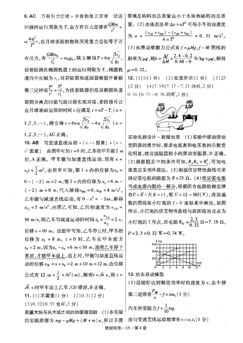 金考卷优秀模拟试卷汇编45套全国卷物理答案_4.2025物理总复习_物理高考模拟题_老高考_2023年_物理全国卷2023金考卷