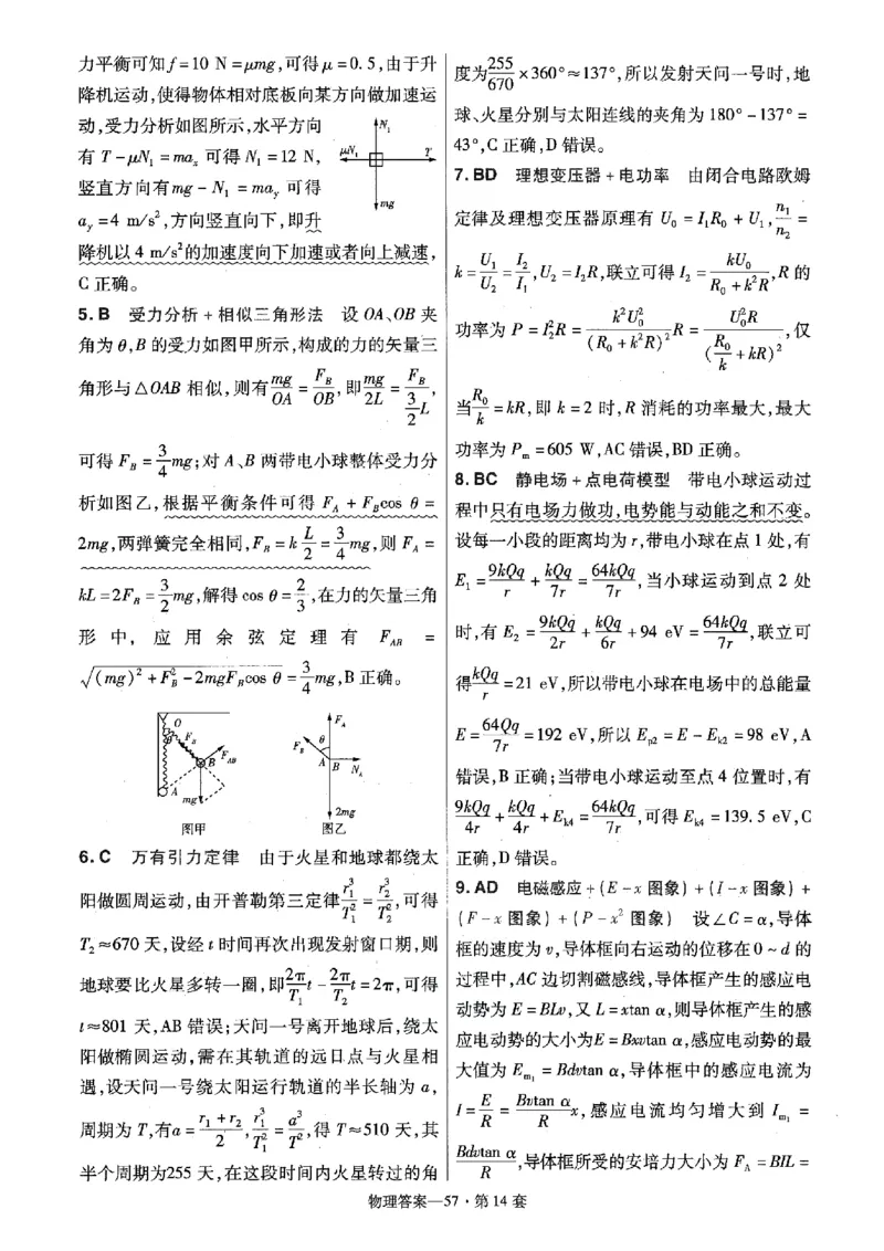 金考卷优秀模拟试卷汇编45套全国卷物理答案_4.2025物理总复习_物理高考模拟题_老高考_2023年_物理全国卷2023金考卷
