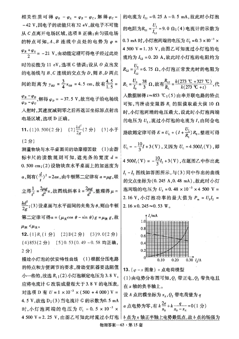 金考卷优秀模拟试卷汇编45套全国卷物理答案_4.2025物理总复习_物理高考模拟题_老高考_2023年_物理全国卷2023金考卷