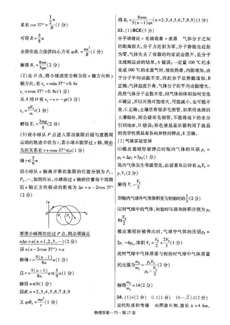金考卷优秀模拟试卷汇编45套全国卷物理答案_4.2025物理总复习_物理高考模拟题_老高考_2023年_物理全国卷2023金考卷